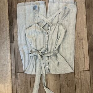 Bella Dahl Light Blue Button-Down Jumpsuit